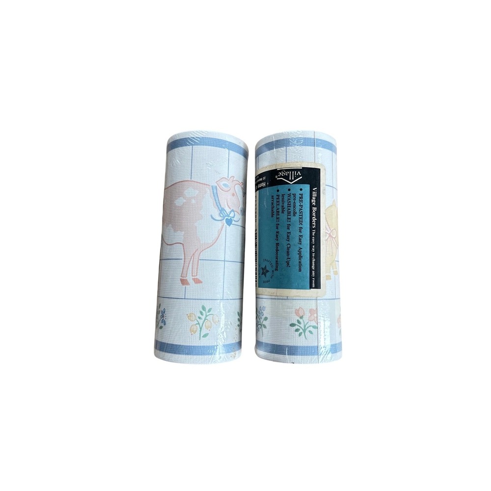 Village Borders Country Farm Animal Wallpaper Border Cow Pig Rooster 2 Rolls 5yd
